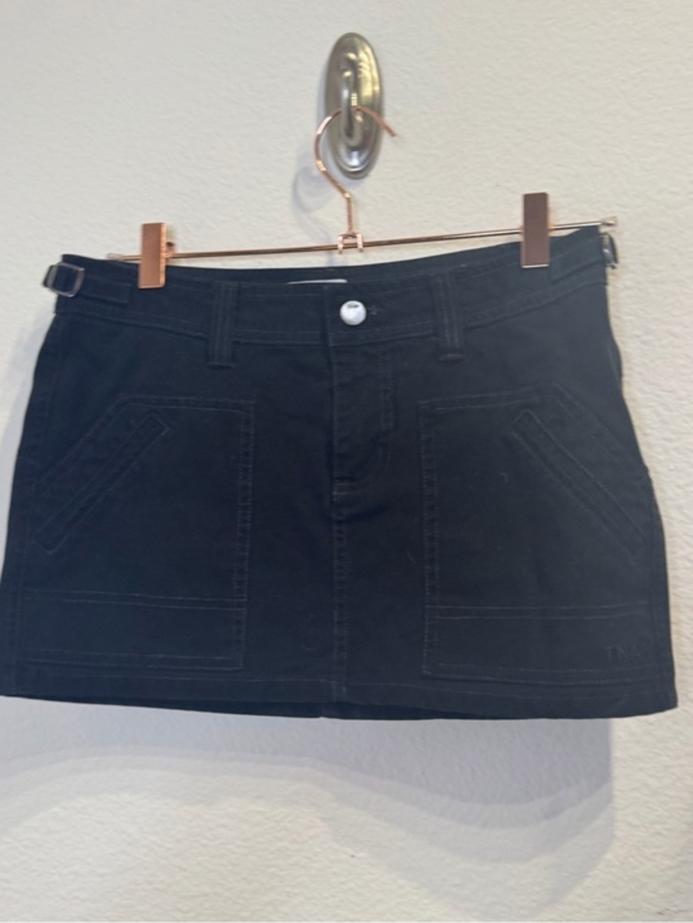 Aritzia Black Front-Pocket Mini Skirt